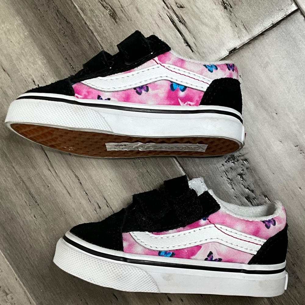 Vans Butterfly Sneakers Girls Pink Black Size 4.5